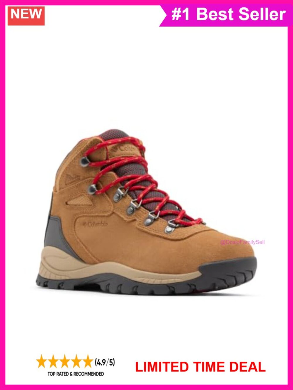 Waterproof Leather Suede Hiking Boot Mid Top Omni-Grip Trail
